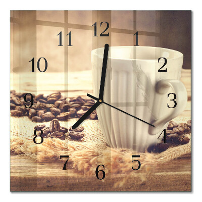 Glass clock square Coffee