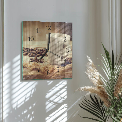 Glass clock square Coffee