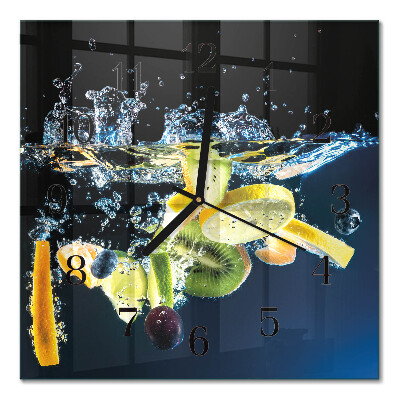 Glass clock square Fruit