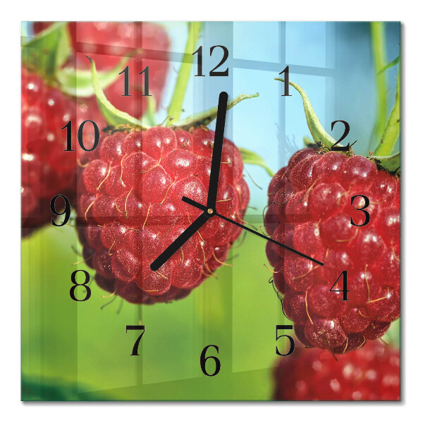 Glass wall clock square Raspberries