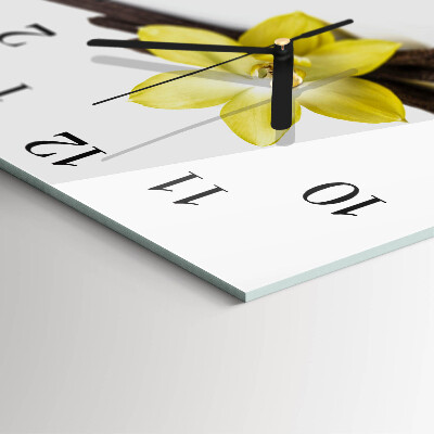 Glass wall clock square Vanilla orchid