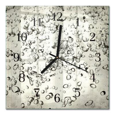 Glass wall clock square Drops