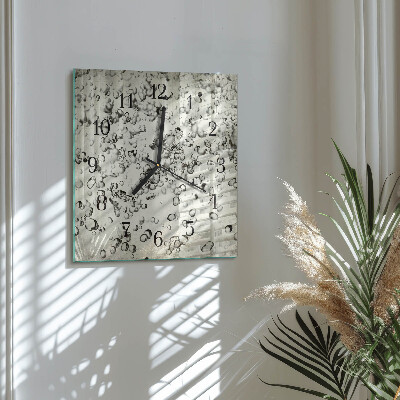 Glass wall clock square Drops