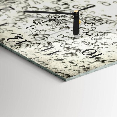 Glass wall clock square Drops