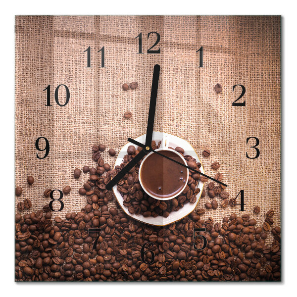 Glass clock square Coffee beans