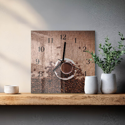 Glass clock square Coffee beans