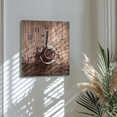 Glass clock square Coffee beans