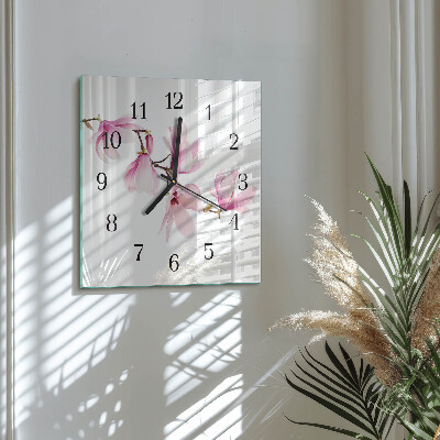 Glass wall clock square Magnolia