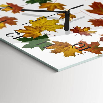 Glass clock square Leaves