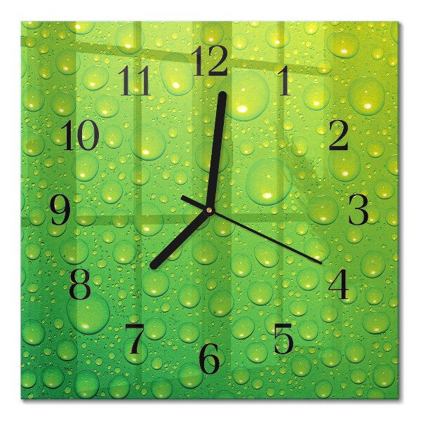 Glass wall clock square Drops