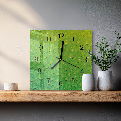 Glass wall clock square Drops