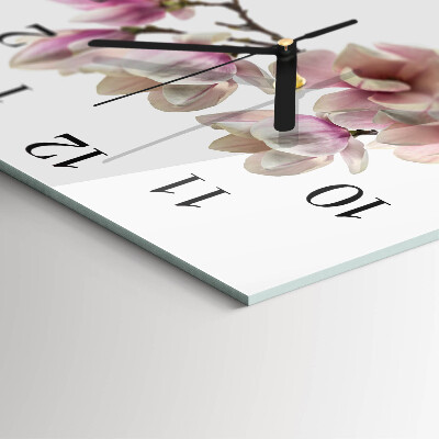 Glass wall clock square Magnolia