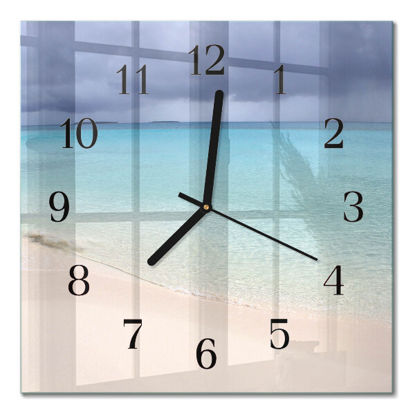 Glass clock square Beach