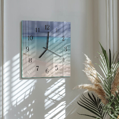 Glass clock square Beach