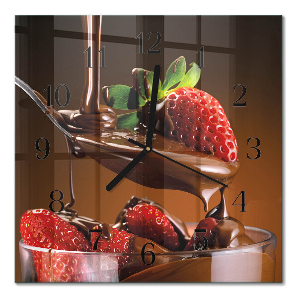 Square wall clock Chocolate-covered strawberries