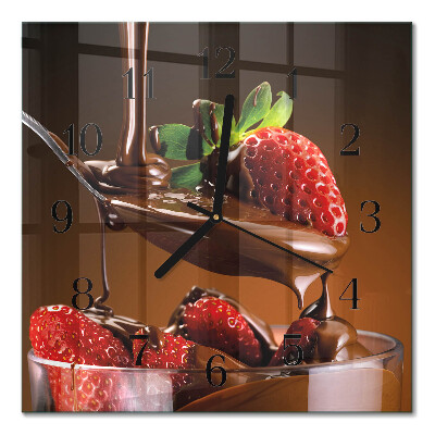 Square wall clock Chocolate-covered strawberries