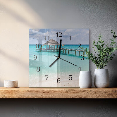 Glass clock square Beach