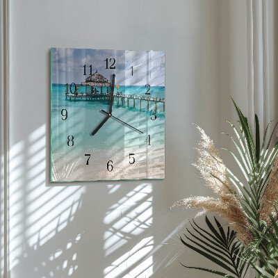 Glass clock square Beach