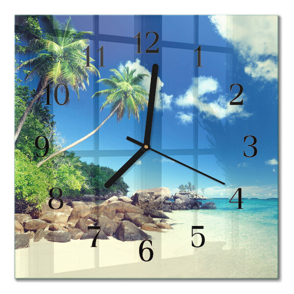 Glass wall clock square Palm Beach