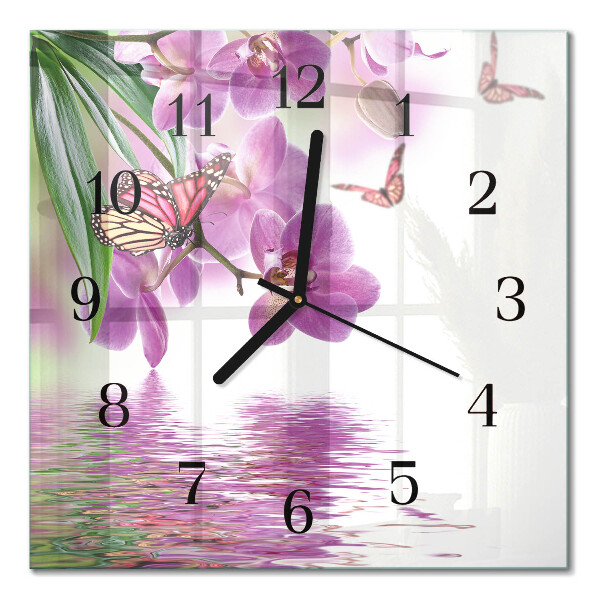 Square kitchen clock Butterflies
