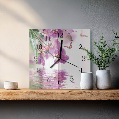 Square kitchen clock Butterflies