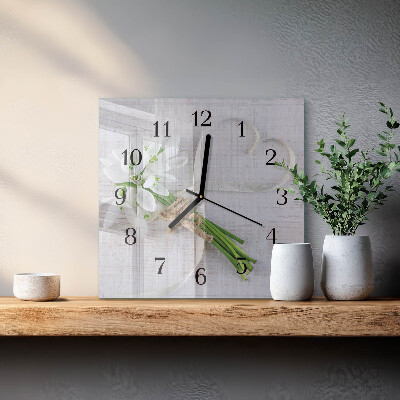 Square kitchen clock A bouquet of flowers