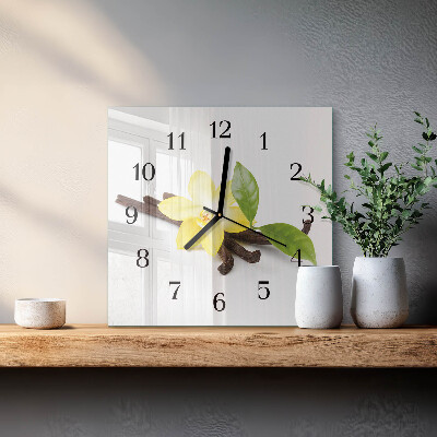 Glass clock square Vanilla orchid