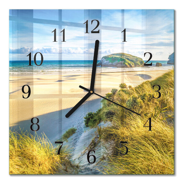 Glass clock square Beach