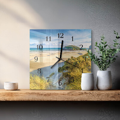 Glass clock square Beach