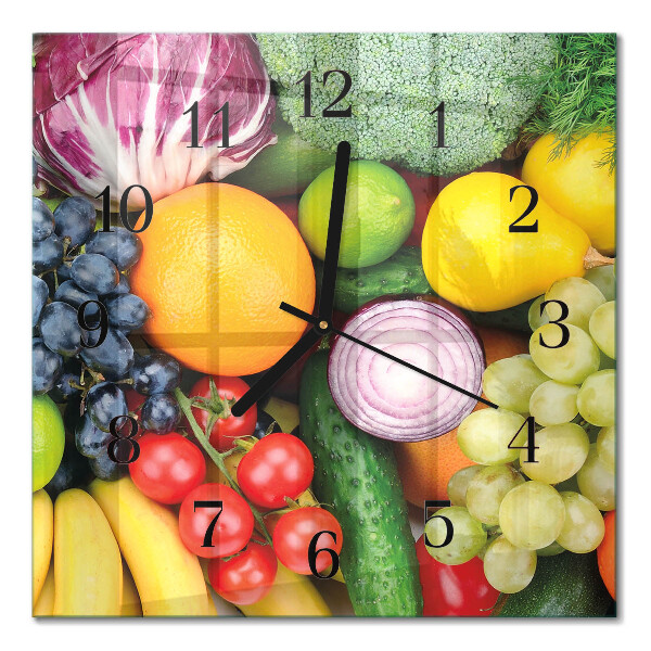 Square wall clock Fruits and vegetables