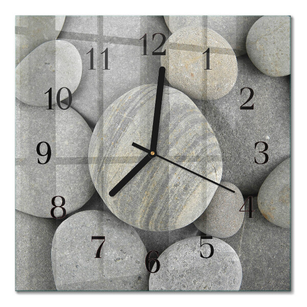 Glass wall clock square Stones