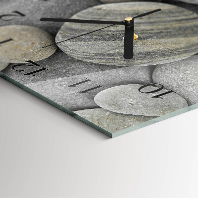 Glass wall clock square Stones