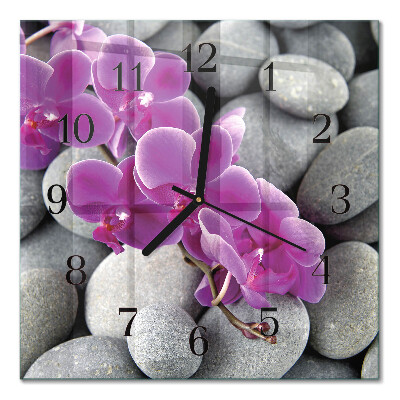 Square kitchen clock Stones and orchid