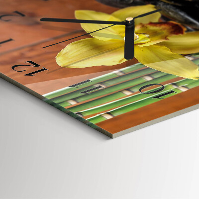Glass clock square Bamboo orchid