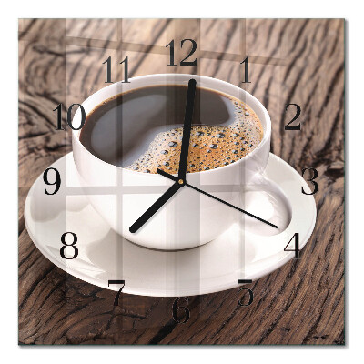 Glass wall clock square Coffee