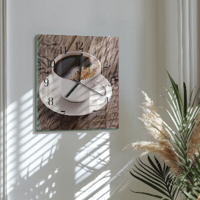 Glass wall clock square Coffee