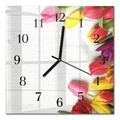 Square wall clock Tulips