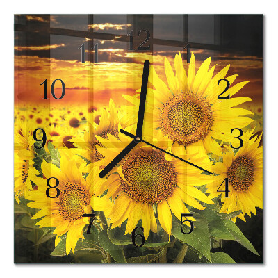 Square kitchen clock Sunflowers