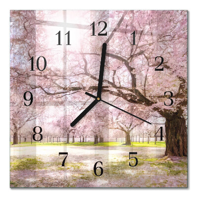 Square kitchen clock Cherry trees