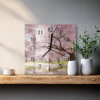 Square kitchen clock Cherry trees