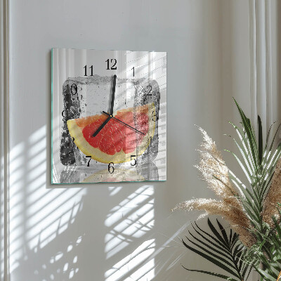 Glass clock square Grapefruit ice cream