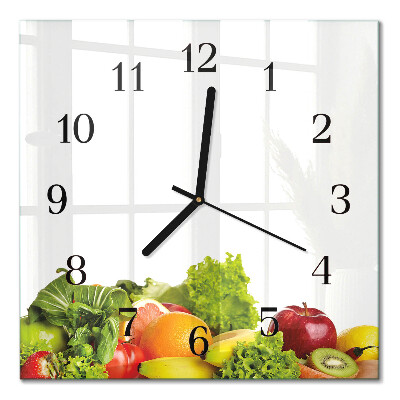 Glass wall clock square Vegetables
