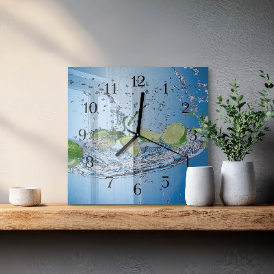 Glass wall clock square Limes