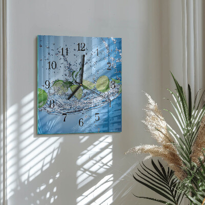 Glass wall clock square Limes
