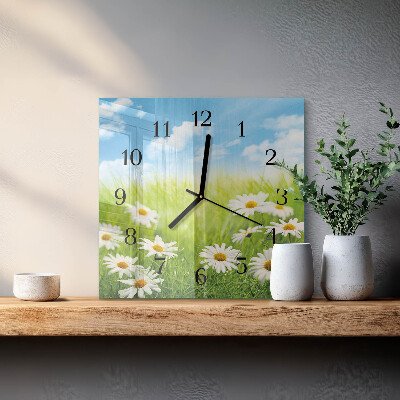 Glass wall clock square Meadow
