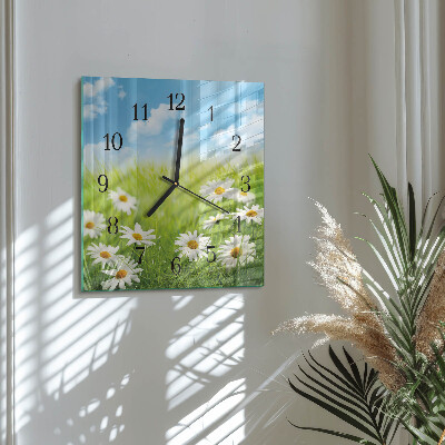 Glass wall clock square Meadow