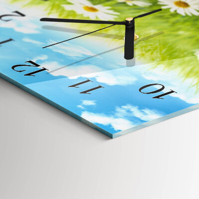 Glass wall clock square Meadow