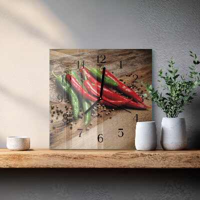 Square kitchen clock Chili peppers