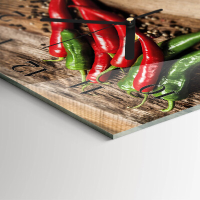 Square kitchen clock Chili peppers
