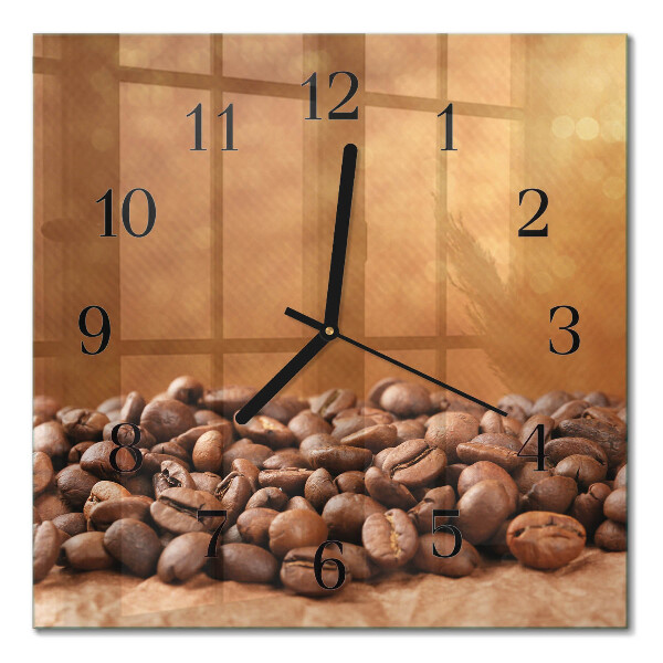 Glass clock square Coffee beans
